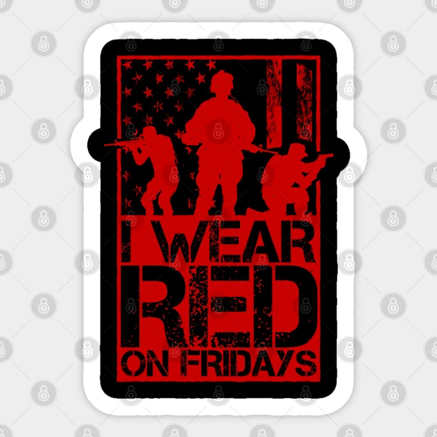 I Wear Red On Fridays US Flag Military Army Sticker by tobzz